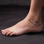 Load image into Gallery viewer, floral accents chain silver anklet touch-925 silver jewellery
