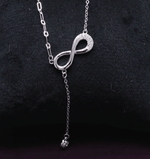 Load image into Gallery viewer, Infinity Lariat Necklace – Timeless Elegance 92.5 sterling silver lariat necklace
