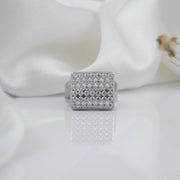 925 sterling silver men's diamond ring with a square face.
