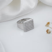 925 sterling silver men's diamond ring with a square face.