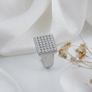925 sterling silver men's diamond ring with a square face.