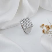 925 sterling silver men's diamond ring with a square face.