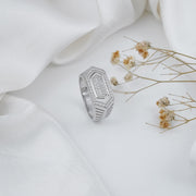 man's silver diamond ring