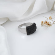 mens real solid 925 sterling silver ring  black diamond ring