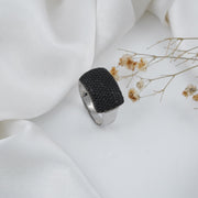 mens real solid 925 sterling silver ring  black diamond ring