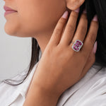 Load image into Gallery viewer, Crimson Royale Statement Silver Ring
