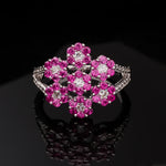 Load image into Gallery viewer, Blossom Radiance Pink Cluster Silver Ring
