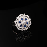 Sapphire Starburst Regal Silver Ring