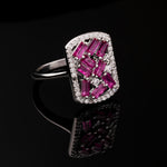 Load image into Gallery viewer, Crimson Royale Statement Silver Ring
