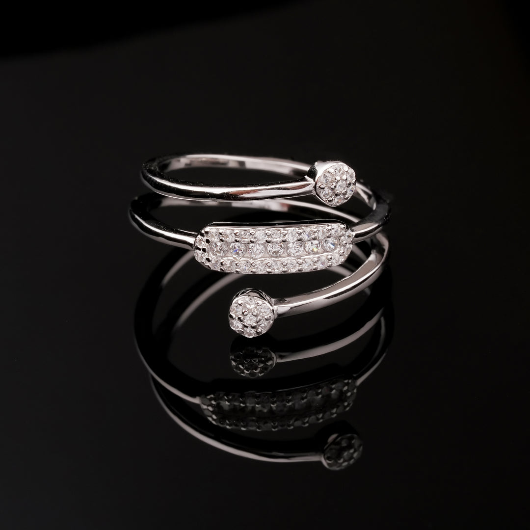 Twilight Curve Adjustable Silver Ring