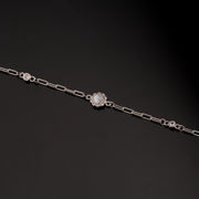 floral accents chain silver anklet touch-925 silver jewellery