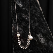 925 sterling silver  tree branch dangling pearl adjustable neklace