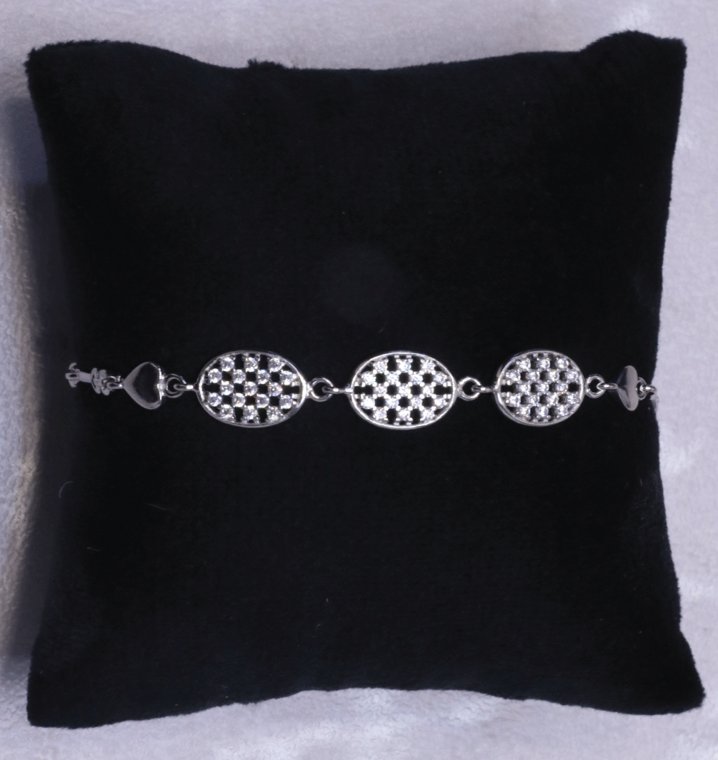 Oval Link Bracelet with Cubic Zirconia