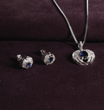 Load image into Gallery viewer, Floral Pendant Set – Deep Blue Brilliance

