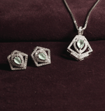 Load image into Gallery viewer, Geometric Pendant Set – Mint Green Elegance
