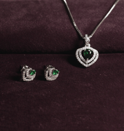 Emerald Green Heart Pendant Set