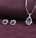 Load image into Gallery viewer, Hamsa Pendant Set – Royal Blue Elegance
