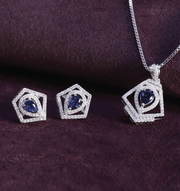 Blue Stone Pentagon Pendant Set