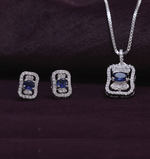 Load image into Gallery viewer, Geometric Pendant Set – Timeless Blue Elegance
