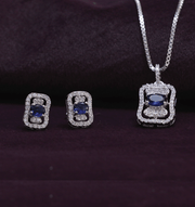 Geometric Pendant Set – Timeless Blue Elegance