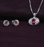 Load image into Gallery viewer, Floral Pendant Set – Radiant Pink Elegance
